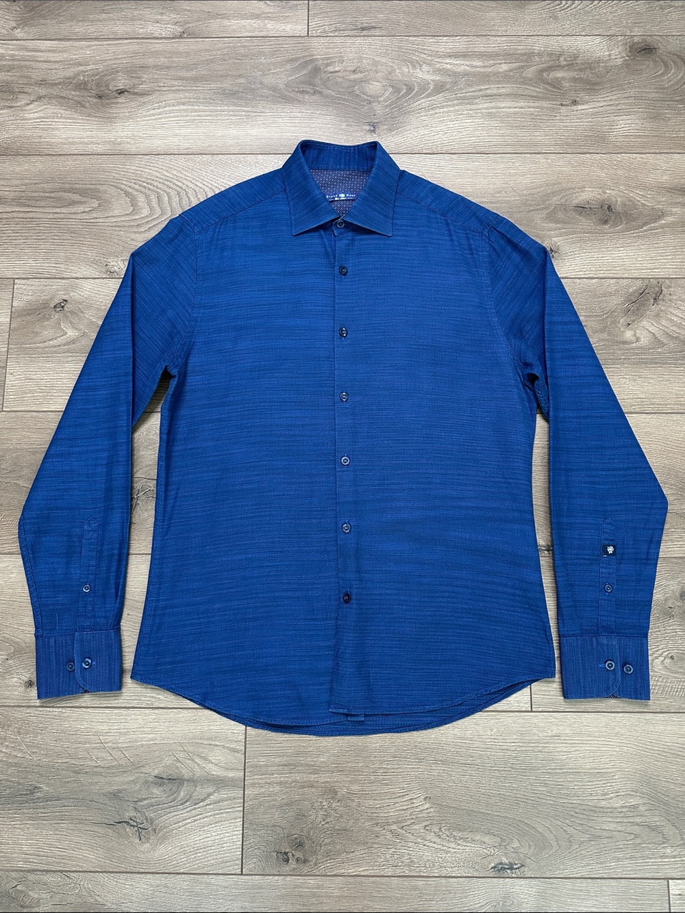 Stone Rose Long Sleeve Contrast Cuff Button Up Blue Shirt Size Medium (3)